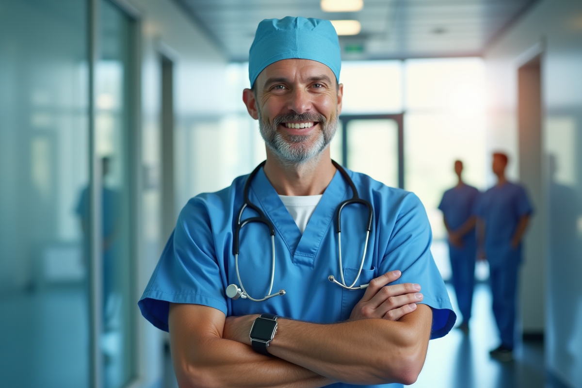 Chirurgien senior confiant dans un hôpital moderne