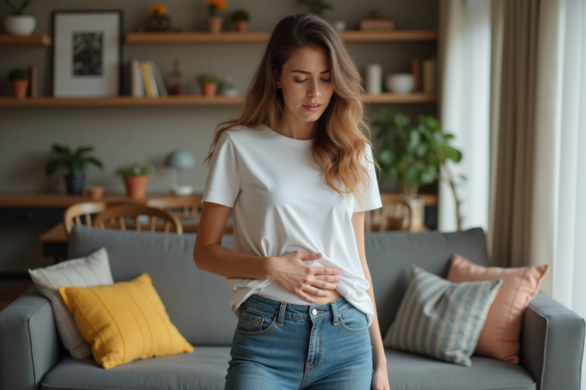 Jeune femme pensant à son abdomen
