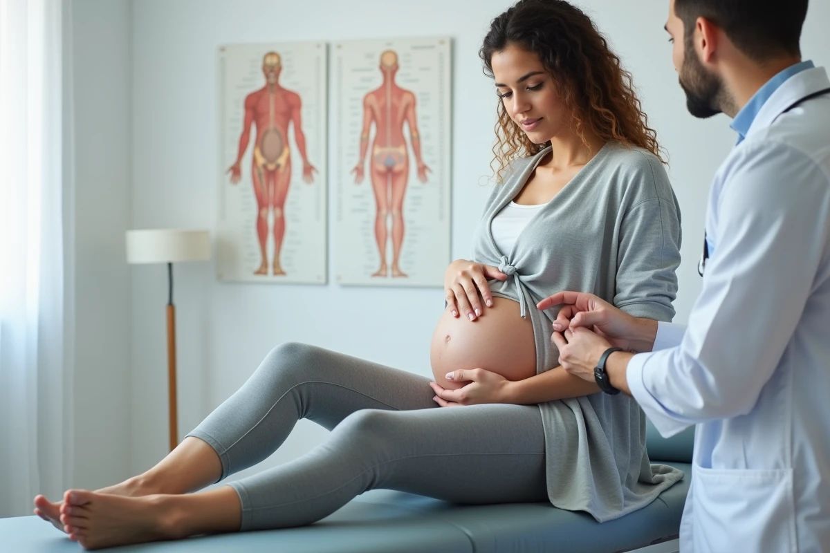 Femme enceinte en consultation médicale dans un cabinet moderne