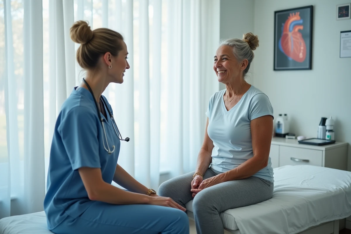 Femme senior en consultation m&eacute;dicale dans un cabinet moderne