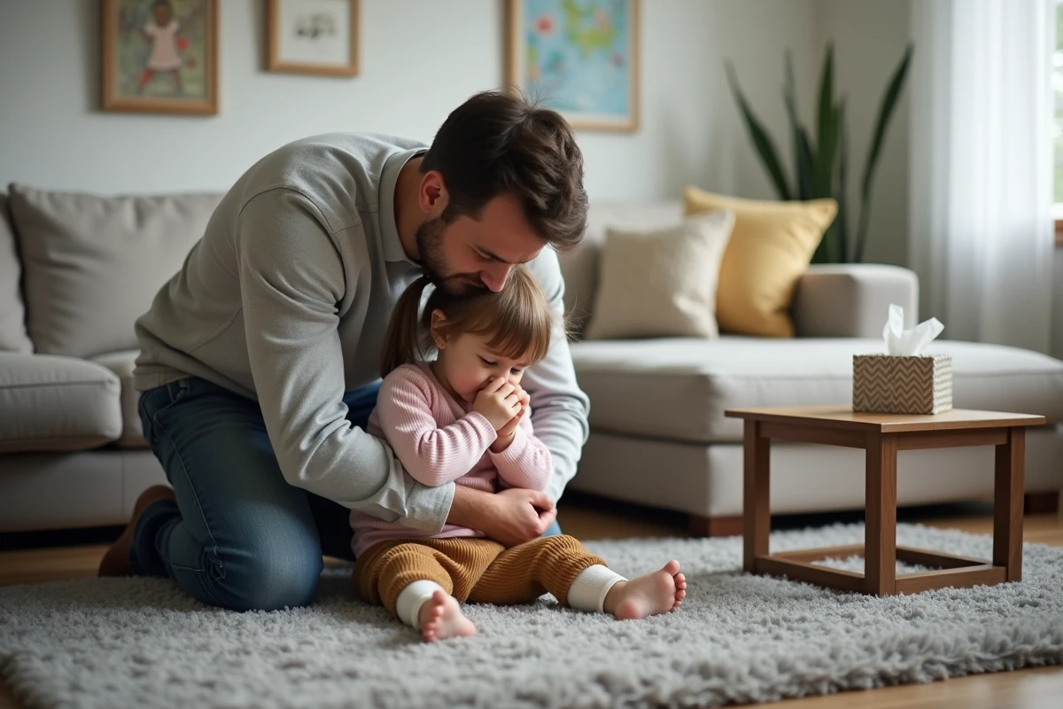 Petite fille de 4 ans avec son p&egrave;re lors d