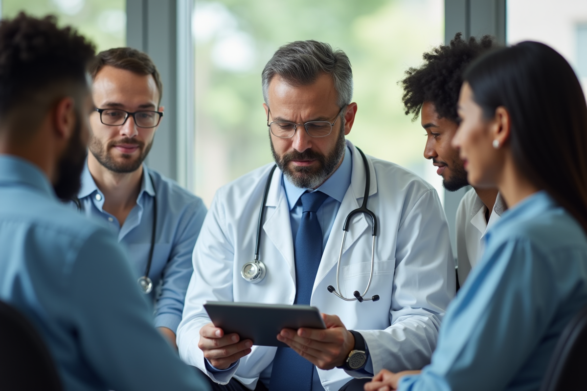 Groupe divers de personnes en consultation cardiaque