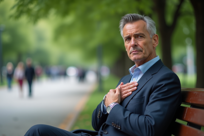 Homme d affaires assis dans un parc urbain pensif