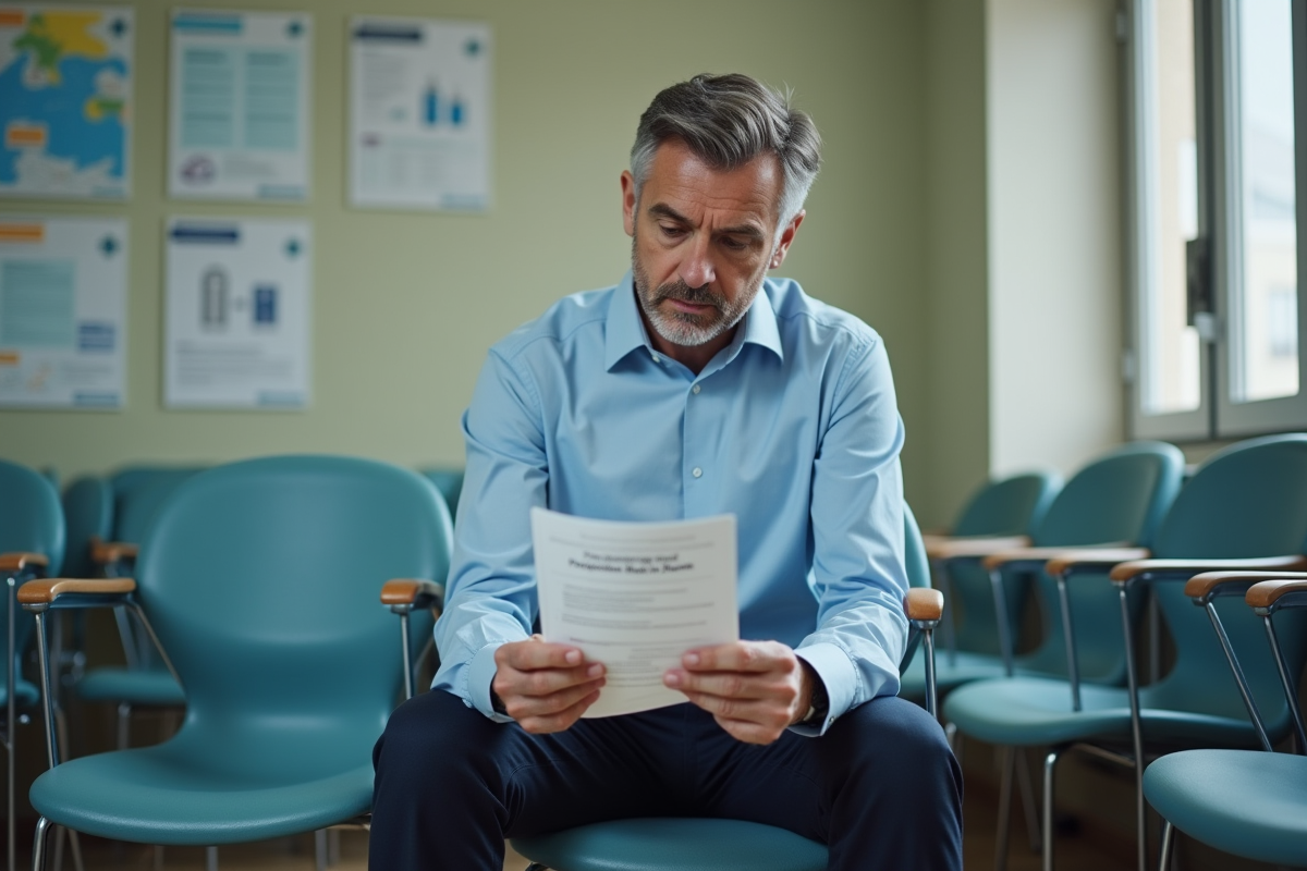 Patient homme dans une salle d
