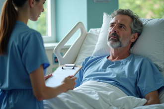 Patient hospitalise anxieux avec infirmiere