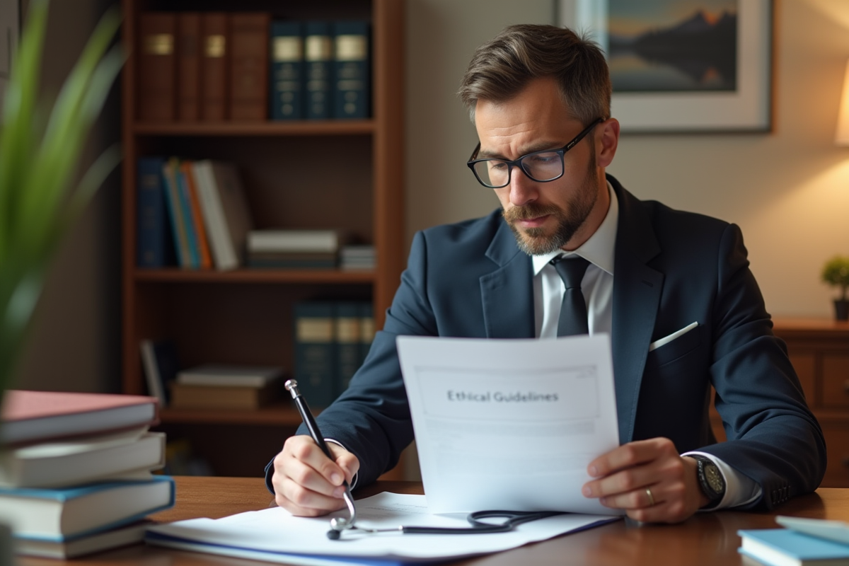 Psychologue au bureau avec livres et stethoscope pour l article