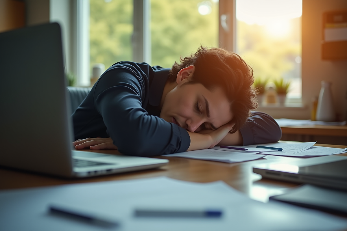 Employé fatigué au bureau l